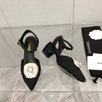 CC 25C 5CM Slingback Flats Black White Fabric 213240