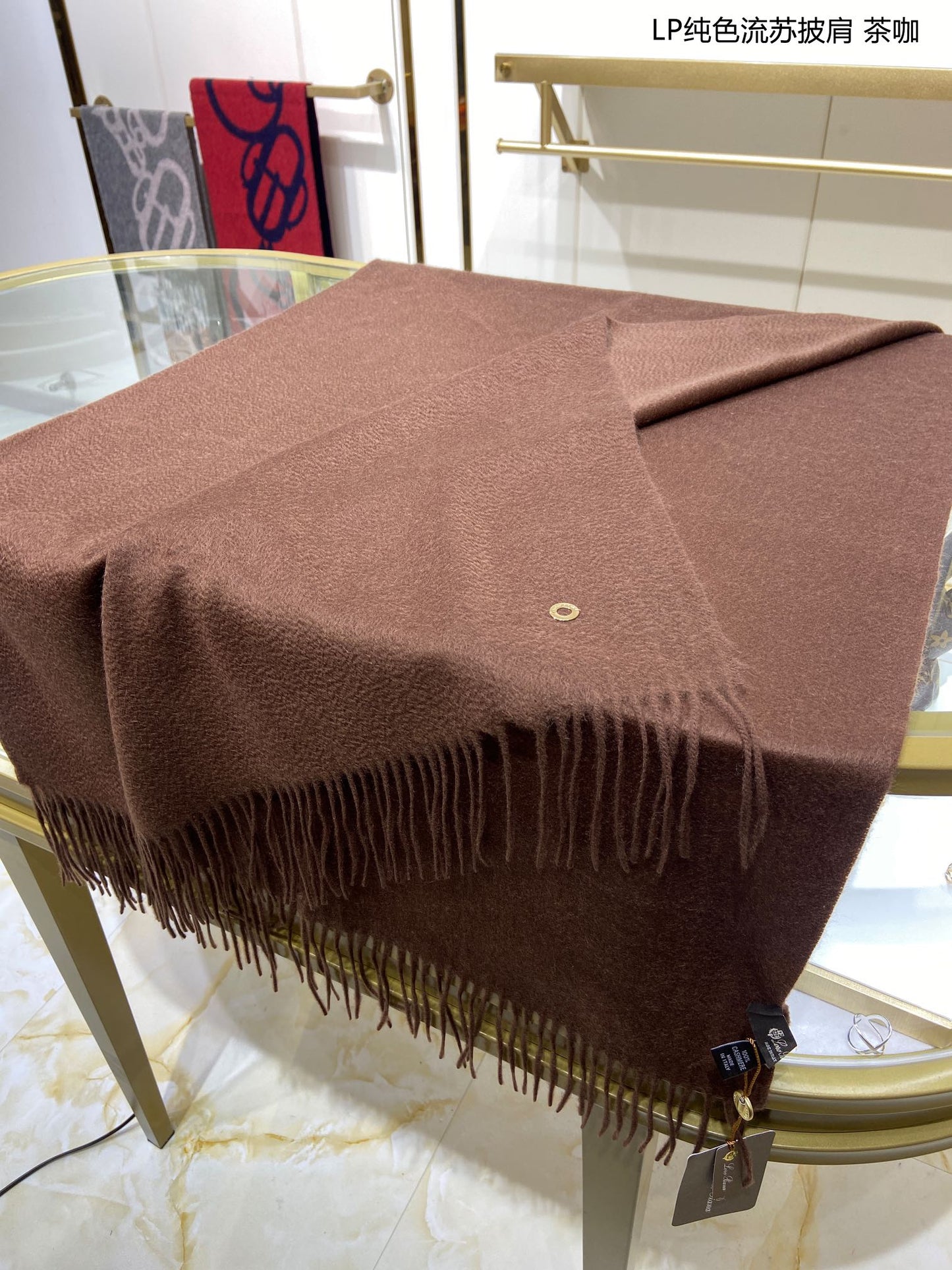 LP Grande Unita Scarf 200 CM In Cocoa Brown Cashmere  645521