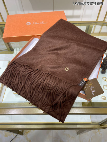 LP Grande Unita Scarf 200 CM In Cocoa Brown Cashmere  645521
