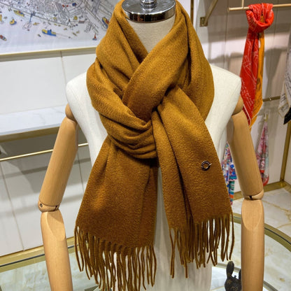 LP Grande Unita Scarf 200 CM In Ochre Yellow Cashmere 645523