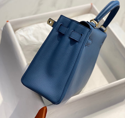 HM KELLY 25CM AGATE BLUE TOGO GOLD HARDWARE