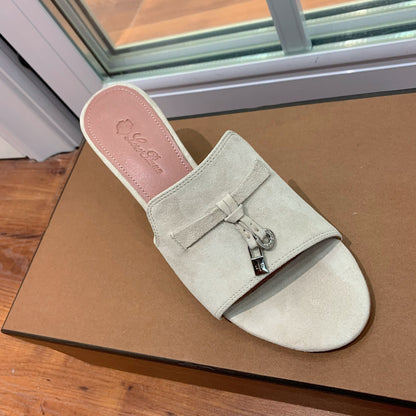 Summer Charms Mules 60 Earthy Gray Suede Pink Lambskin