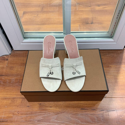 Summer Charms Mules 60 Earthy Gray Suede Pink Lambskin