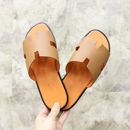 HM IZMIR SANDAL TANGERINE AND BRONZE LAMBSKIN