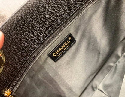CC GRAND SHOPPING TOTE BAG 34CM BLACK CAVIAR GOLD HARDWARE