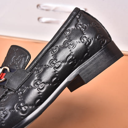 GG Men's Loafer Black Embossed Cowhide 538715