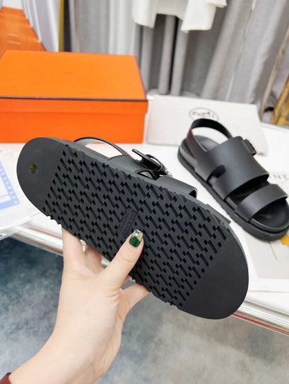 HM HENRIO SANDAL BLACK CALFSKIN