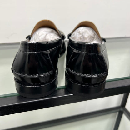 GG Men's Tassel Loafer Black Brown Patent Leather 559052