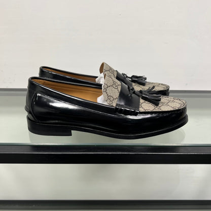 GG Men's Tassel Loafer Black Brown Patent Leather 559052