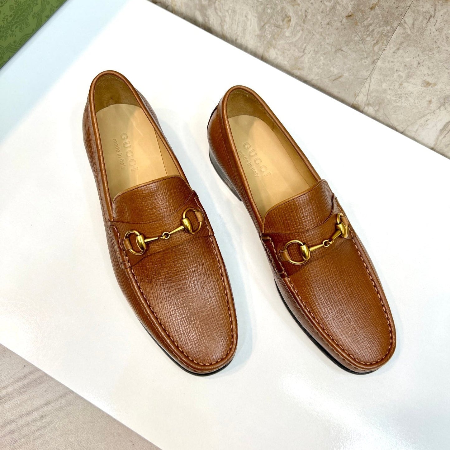 GG Men's Horsebit Loafer Brown Embossed Cowhide 522564