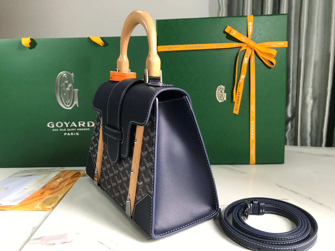 SAÏGON PM BAG 28 IN NAVY BLUE GOYARDINE CANVAS AND CALFSKIN
