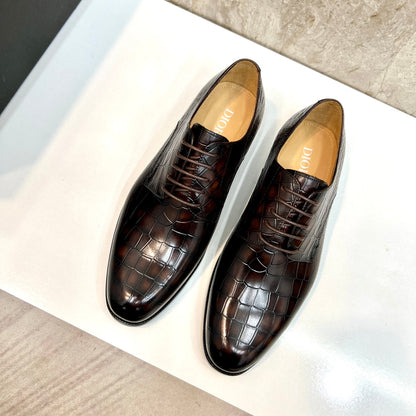 CD CROCODILE MOTIF BASIC OXFORD RUSSET CALFSKIN