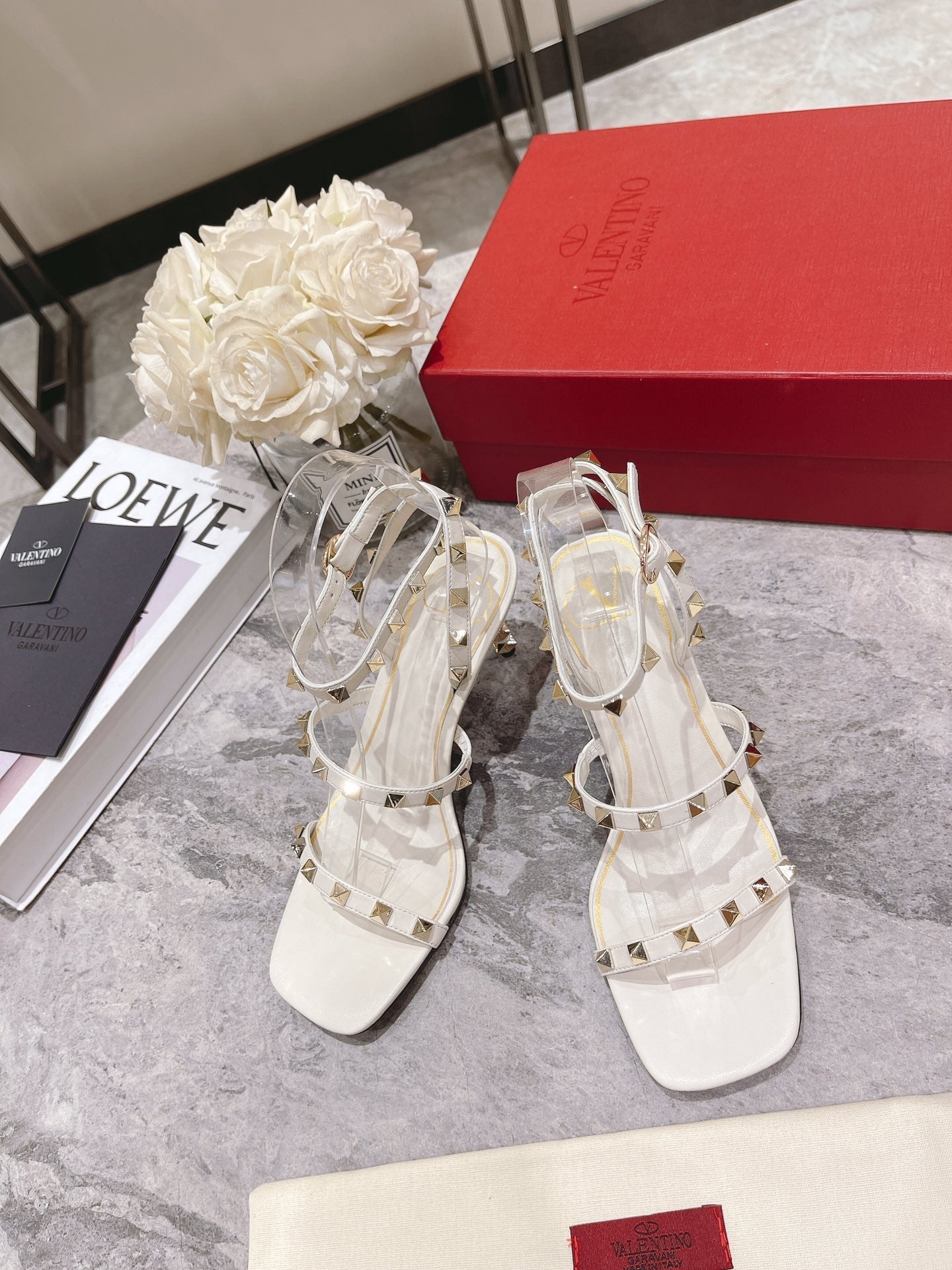 Valentino Rockstud Sandals Heels 60MM Sheepskin