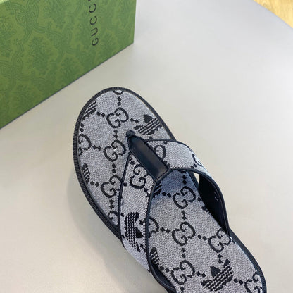 GG x Adidas Men's Thong Sandals Grey Canvas 558901