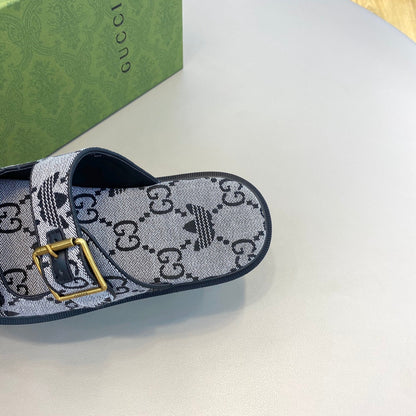 GG x Adidas Men's Sandals Slide Grey Canvas 558899