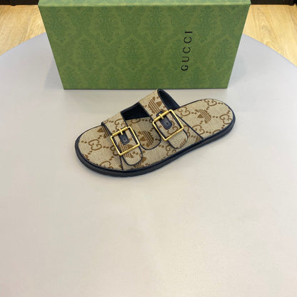 GG x Adidas Men's Sandals Slide Brown Canvas 558909