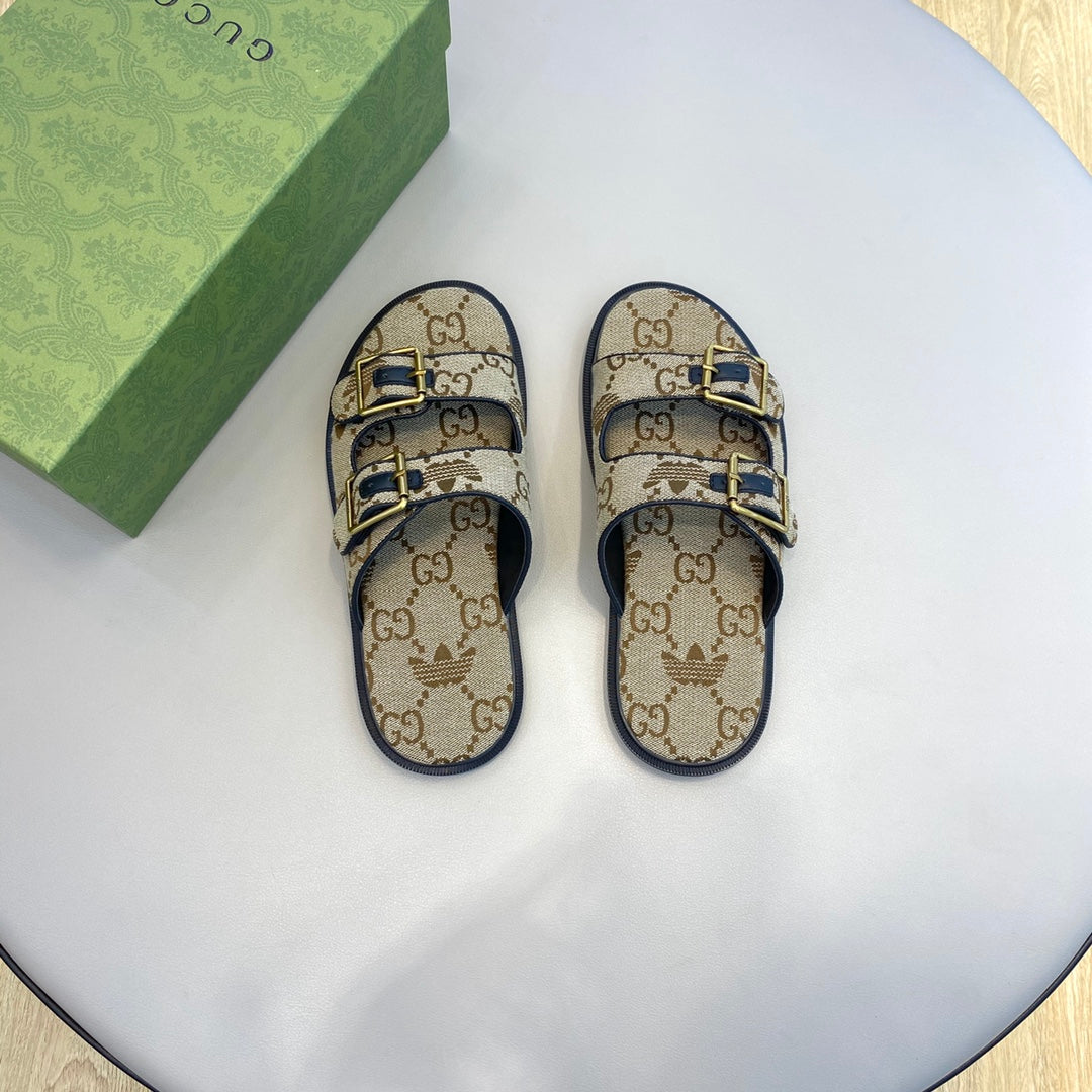 GG x Adidas Men's Sandals Slide Brown Canvas 558909