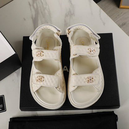 CC 25S Dad Sandal Cream Tweed Calfskin