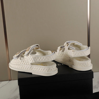 CC 25S Dad Sandal Cream Tweed Calfskin