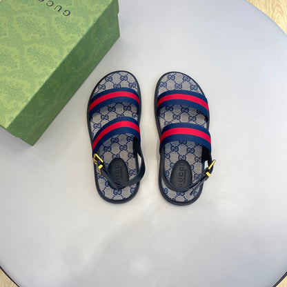 GG Men's Web Sandals Blue Canvas 558887