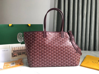 CHIEN GRIS BAG 33 IN WINE RED GOYARDINE CANVAS AND CALFSKIN TRIM