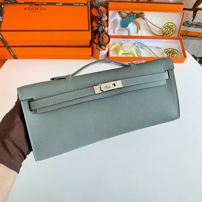 HM Kelly Cut 31 Ash Grey Epsom Leather Silver Hardware 229039