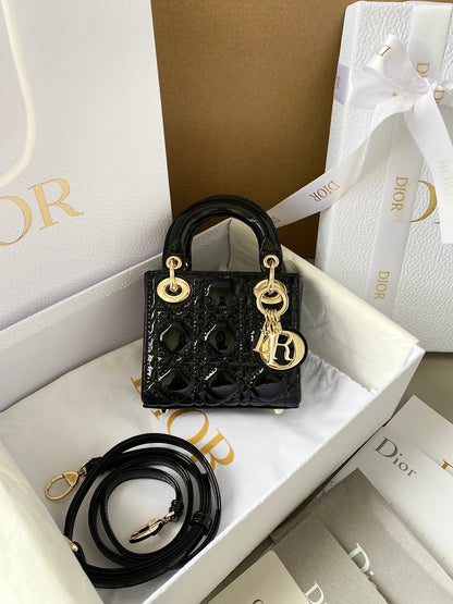 micro lady 12 black patent caslfskin