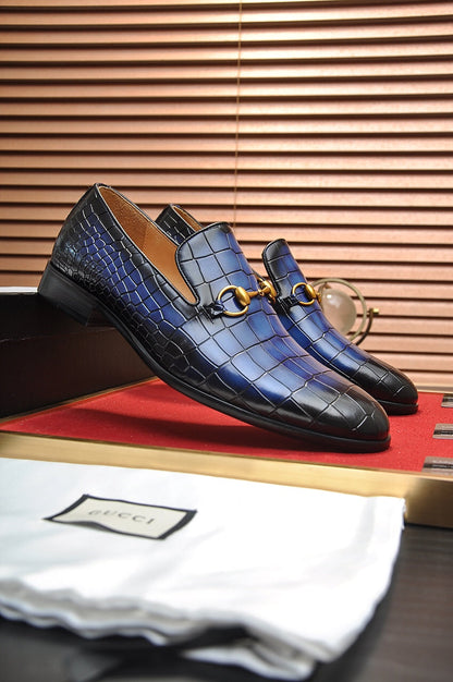 GG Men's Loafer Blue mix Black Embossed Cowhide 295649