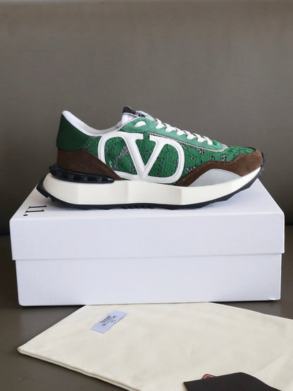 VT Lace Sneaker Green Brown Suede Leather