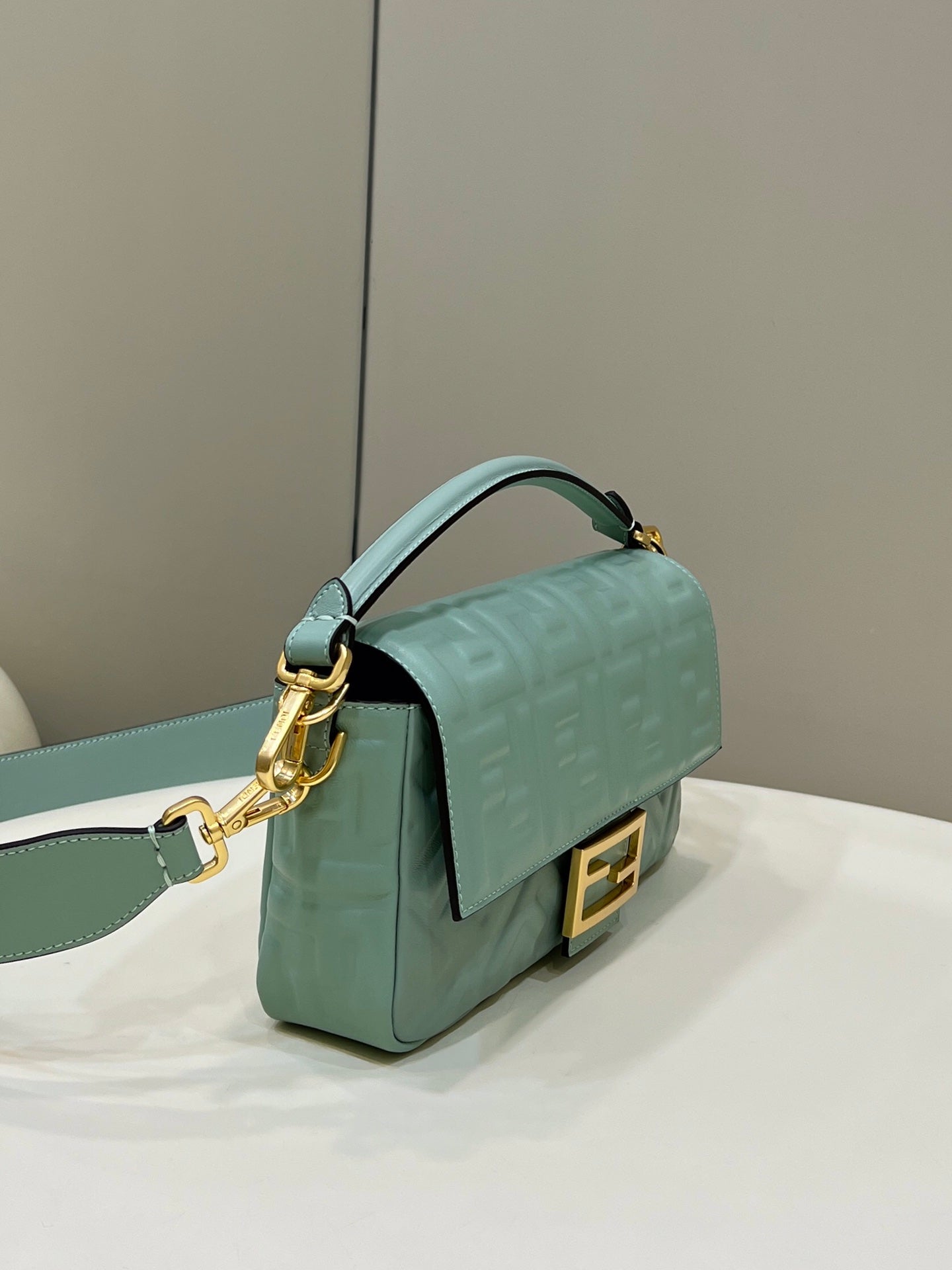 Baguette 27cm Powder Blue Lambskin Gold Hardware