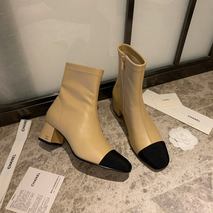 CC Ankle Boots 50mm Beige Lambskin And Lycra Fabric 940058