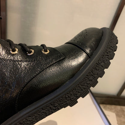 CC Short Boots 40mm In Black Wrinkled Calfskin 940068