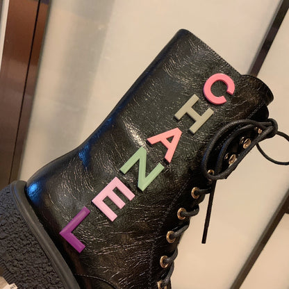 CC Short Boots 40mm In Black Wrinkled Calfskin 940068