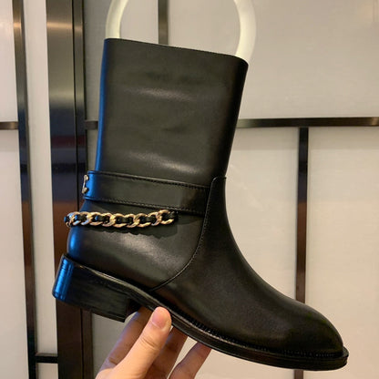 CC Short Boots 35mm In Black With Chain Cowhide  940089