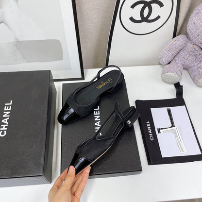 CC Slingback Black Lambskin And Horsehair