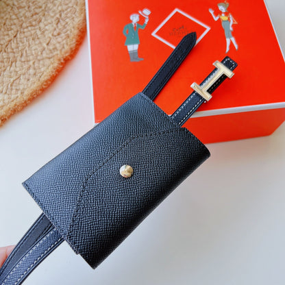 focus belt 13mm with kelly pocket black epsom silver buckle