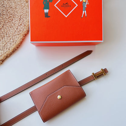focus belt 13mm with kelly pocket brown epsom gold buckle