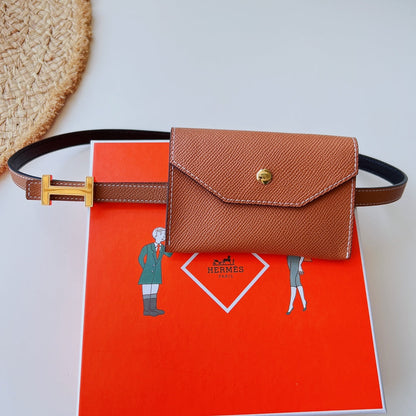 focus belt 13mm with kelly pocket brown epsom gold buckle