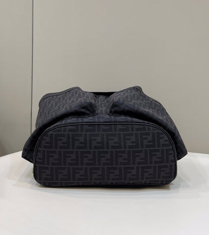 FENDI STRIKE LARGE 46 FF BLACK JACQUARD FABRIC BACKPACK