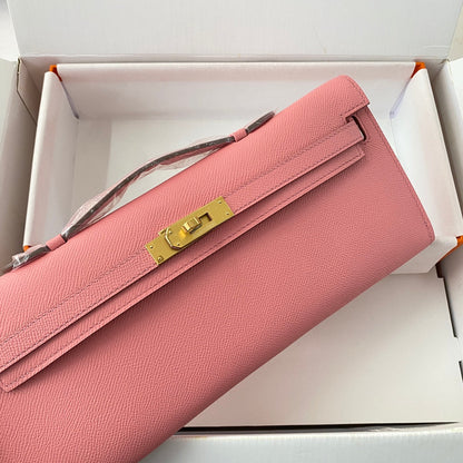 HM Kelly Cut 31 Pink Pastel Epsom Leather Gold Hardware 229065