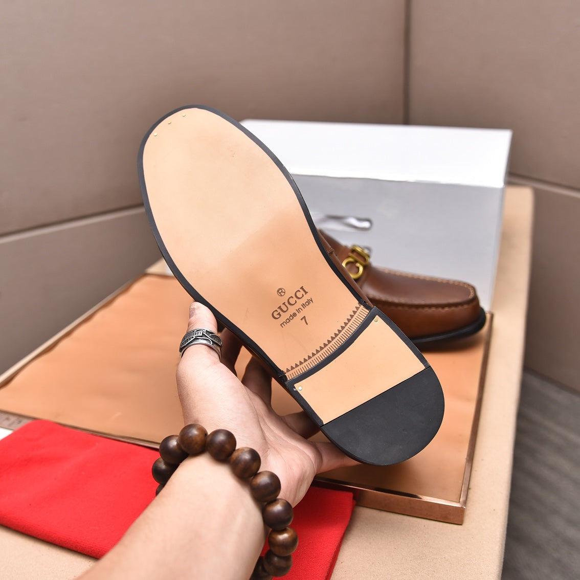GG Men's Loafer Brown Black Cowhide 522699