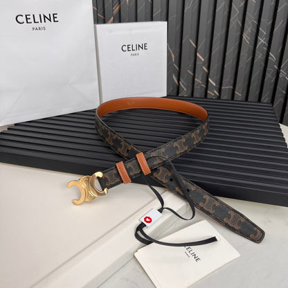 CEL 25mm Triomphe Belt in Taurillon Black Brown Canvas 176293