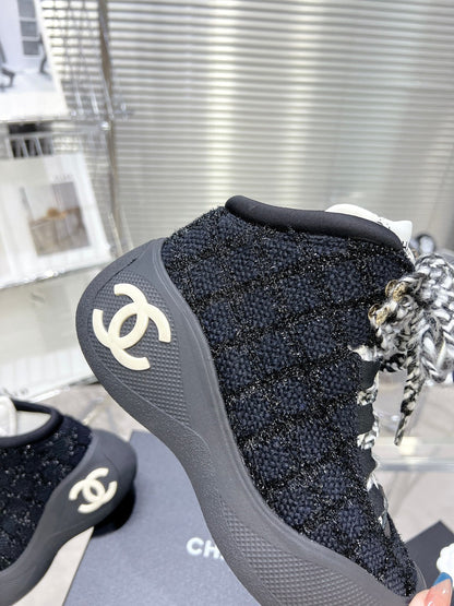 CC CANO ALTO SNEAKER IN BLACK TWEED AND RUBBER