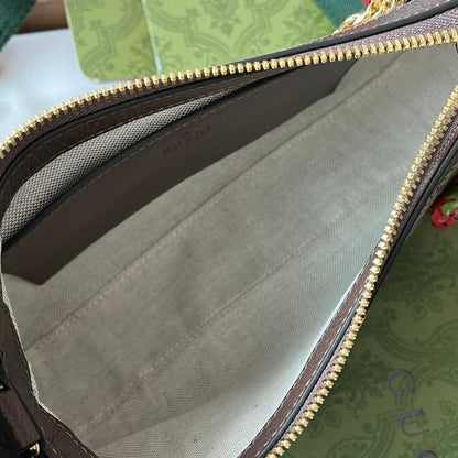 Gucci Ophidia Bag Brown Beige Leather Canvas 239804