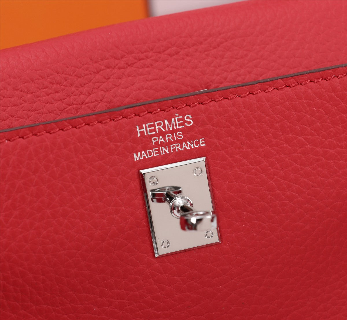 HM KELLY BAG 25 RED TOGO SILVER HARDWARE