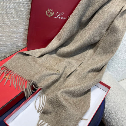 Plain Cashmere Scarf 180 CM In Grey Brown 351620