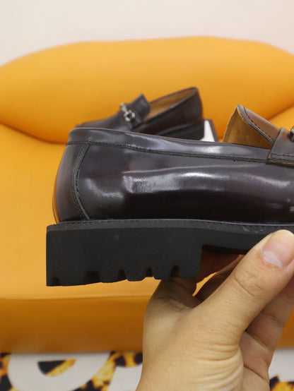 GG Men's Loafer Dark Brown Patent Leather 524061