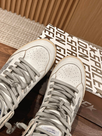 Golden Goose 2025 High-Top Sneaker White Silver Cowhide 170576