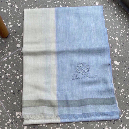 LP Quadrata Rainbow Scarf 200 CM In White Mix Blue Cashmere Silk 670021