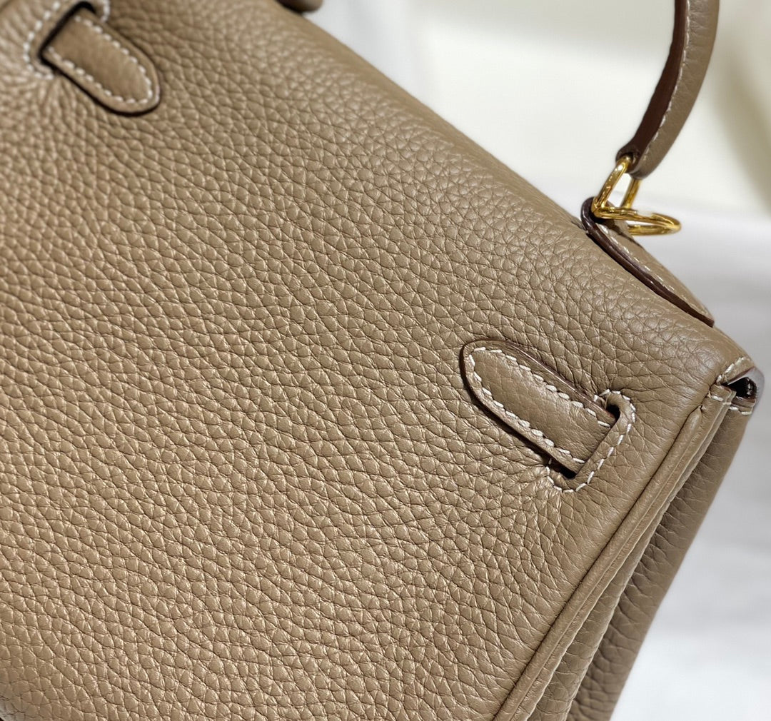 HM Mini Kelly 20cm Elephant Gray Togo Leather Gold Hardware